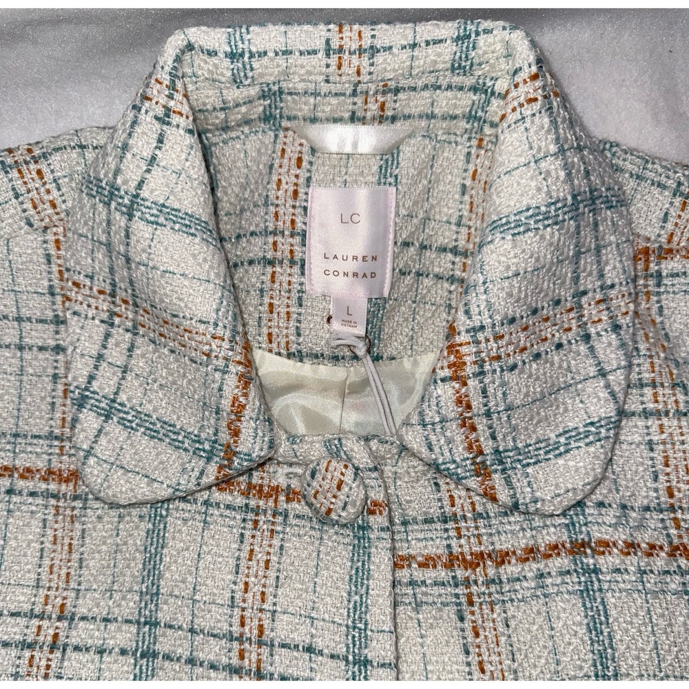 LC Lauren Conrad Plaid Blazer - Cream, Blue, Brown - Picture 10 of 11